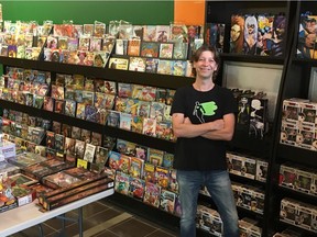 Lee Pearson inside his store Bridge City Comics and Collectables, which has a vast variety of treasures for pop culture enthusiasts of any age, in Saskatoon on July 5, 2018. (Erin Petrow/ Saskatoon StarPhoenix)