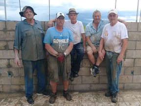 From left, Arnold Harder, Garry Koop, Bill Zacharias, Menno Zacharias and Armin Krahn travelled to Puerto Rico to help with reconstruction efforts following the devastation left by Hurricane Irma. Submitted Photo