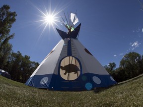 One of the teepees on the lawn west of the Legislative Building.