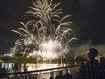 A large crowd watchs the fireworks display on River Landing during the fireworks festival in Saskatoon on Sept. 2, 2017.