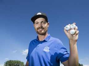 Saskatoon Golf and Country Club member Taylor Afseth holds the three golf balls he used to ace three different hole-in-ones at multiple courses over 12 consecutive days. Afseth takes a portrait at  Saskatoon Golf and Country Club in Saskatoon, SK on Tuesday, July 31, 2018.