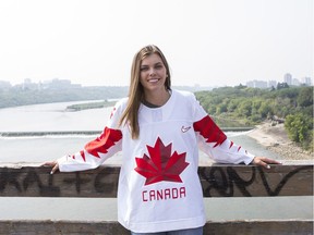 Hockey player and Olympian Emily Clark in Saskatoon, SK on Wednesday, August 8, 2018.