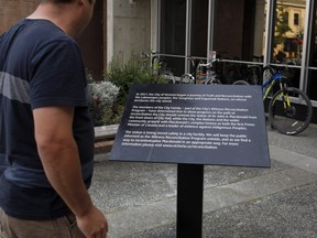 A second plaque has been installed to replace a bronze statue of Canada's first Prime Minister Sir John A. Macdonald after it was vandalized shortly after the removal of the statue over the weekend.