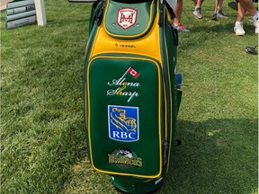 Alena Sharp has a special golf bag and towel this week for the CN Canadian Women's Open, featuring the Broncos' logo.