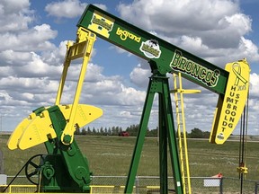 Whitecap Resources, a Canadian public oil company based in Calgary, Alberta, with operations in Alberta, Saskatchewan, and British Columbia has redone one of their pump jacks in honour of those impacted by the Humboldt Broncos bus crash. The pump jack is located about 12 kilometers west of Swift Current, Sask. on the north side of the TrasnCanada Highway.