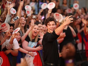 Shawn Mendes at the 2018 iHeartRadio MMVA awards in Toronto, Ont. on Sunday August 26, 2018.