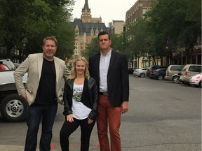From L: Lee Genier, president and COO, Canadian Elite Basketball League, and president of the Saskatchewan Rattlers,  Pamela Kenny, manager -- administration, CEBL, and Brad Kraft, director, business operations, Sask. Rattlers.