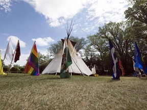 The Justice for our Stolen Children camp across from the Saskatchewan Legislative Building in Regina.