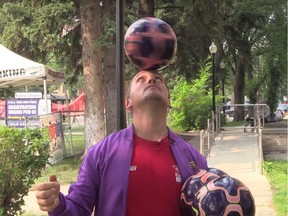 Victor Rubilar is a unique soccer-juggling street performer. He holds five world records that he has broken multiple times, all around his skill with a soccer ball.
