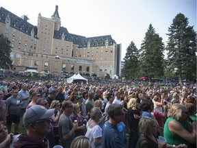 Fans listen to Gino Vannelli and his band play during Rock the River  at the Bessborough Gardens in Saskatoon, August 19, 2018.