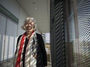 91-year-old artist Dorothy Knowles stands for a portrait at the Remai Arts Centre in Saskatoon, Sk on Friday, September 7, 2018.