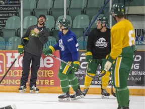 Humboldt Broncos head coach Nathan Oystrick during practice at at Elgar Petersen Arena in Humboldt, SK on Tuesday, September 11, 2018.