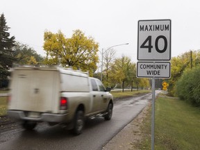 The city lowered the speed limit to 40 km/h in the Montgomery Place neighbourhood two years ago because of the absence of sidewalks throughout most of the community. Photo taken on Sept. 21, 2018.