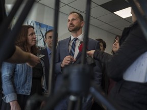 NDP leader Ryan Meili speaks to media regarding the changes to critic portfolios at a press event at David ForbesÕ constituency office in Saskatoon, Sask. on Tuesday, September 25, 2018.