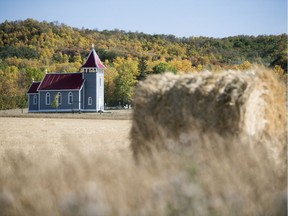 St. Nicholas Anglican Church in the Lumsden Valley is surrounded by the beautiful colours of leaves changing in the fall weather.