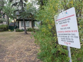 A sign posted on the lawn of an Albert Street home indicates the owners are applying to bring their residential homestay in compliance with bylaws.