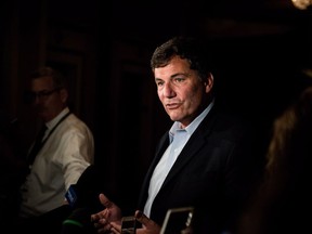 Intergovernmental Affairs Minister Dominic LeBlanc speaks with reporters in Saskatoon last month.