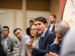 Prime Minister Justin Trudeau meets with the Federation of Sovereign Indigenous Nations in Saskatoon on Wednesday, September 12, 2018. A video posted online shows Prime Minister Justin Trudeau telling chiefs he is upset about how time was managed in a recent meeting with the Federation of Sovereign Indigenous Nations.