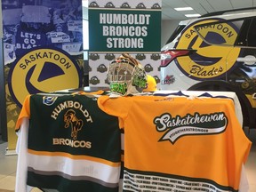 The Saskatoon Blades will wear Humboldt Broncos inspired jerseys for their WHL season home-opener on September 22.