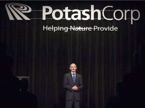 Jochen Tilk, president and CEO of PotashCorp, speaks to shareholders during the company's annual general meeting in Saskatoon, Sask., on May 15, 2014.