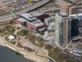 The City of Saskatoon and contractor that built the Remai Modern Art Gallery of Saskatchewan, seen here in an Oct. 2, 2018 aerial photo, are still negotiating the final cost of the building.