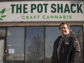Geoff Conn, owner of The Pot Shack, stands for a photograph in front of the new store in Saskatoon on Oct. 3, 2018.