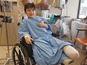 Jace Crain and his 15-year-old passenger were riding an ATV at the intersection of Eagle Crescent and Bear Paw Crescent when they were struck by a car, causing extensive injuries to the youngster's leg. Family members are now hoping to raise $20,000 through a GoFundMe page to help the family with short-term costs and Jace's long-term transition.