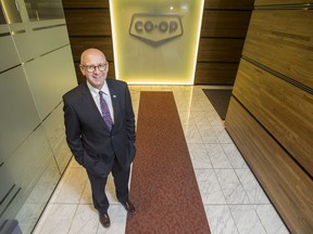 Federated Co-Op Limited CEO Scott Banda stands for a photograph in a hallway near his office in Saskatoon, SK on Tuesday, October 2, 2018.