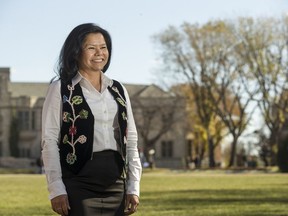 Jackie Ottmann, vice-provost Indigenous engagement, stands for a photograph in the bowl following a media event regarding the announcement of the University of Saskatchewan's new strategic plan in Saskatoon, SK on Tuesday, October 10, 2018.