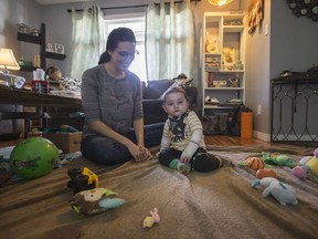 Crystal Leptich, with her 11-month-old son Leo, who was born with Epidermolysis Bullosa (a rare and incurable genetic disorder that makes skin extremely fragile, with even slight friction causing painful blisters and skin tears) in their home Saskatoon on Tuesday, October 17, 2018.
