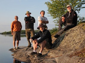 (left to right) Cam Forrester, Paul Trottier, Ken Van Rees, Greg Hargarten, and Roger Trottier are the Men Who Paint, an artist collective based in Saskatoon that just took a trip to Germany where they created over 100 new paintings.