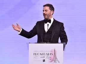 Jimmy Kimmel speaks onstage at the 2018 Children's Hospital Los Angeles "From Paris With Love" Gala at LA Live on October 20, 2018 in Los Angeles, California.