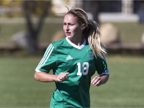 Former Huskies star Erica Parenteau is one of the team captains for SK Impact FC at the Toyota women's club soccer championship in Saskatoon.