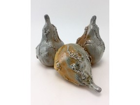 Gourds, soda fired stoneware by Tina Morton is on display at Gallery on the Greens.