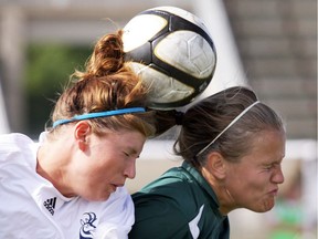 Leanne Mylymok (right) is one of the team captains on the SK Impact team at Toyota club nationals.