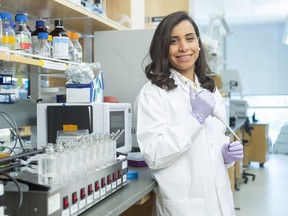 Student Mays Al-Dulaymi improves gene therapy techniques. (Dave Stobbe for the University of Saskatchewan)