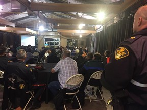 More than 50 people packed into the Saskatoon Farmers' Market building to take part in the Saskatoon Board of Police Commissioners' community consultation in Saskatoon on October 9, 2018.