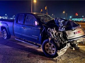 Two Medavie Health Services paramedics and a paramedic student were transported to hospital in stable condition on Oct. 26, 2018 when a truck travelling at highway speeds rear-ended the ambulance at a red light on Marquis Drive and Highway 12. The 23-year-old male driver of the truck was also taken to hospital. Photo provided by Medavie Health Services.