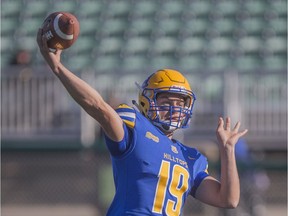 Hilltops quarterback Jordan Walls goes to throw the ball during the game at SMF Field in Saskatoon, Sk on Sunday, October 21, 2018.