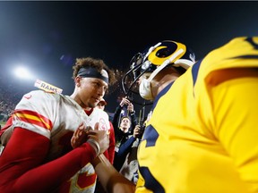 Quarterbacks Patrick Mahomes, left, and Jared Goff treated football fans to a classic Monday night.