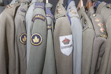 SASKATOON,SK--OCTOBER 24-1025-Remembrance Day nuggets-  Second World War jackets are displayed at the Saskatoon Museum of Military Artifacts in Saskatoon,Sk on Wednesday, October 24, 2018.