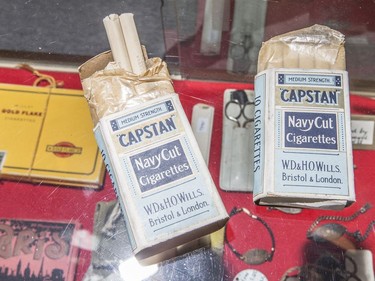 SASKATOON,SK--OCTOBER 24-1025-Remembrance Day nuggets-  Second World War cigarettes  are displayed at the Saskatoon Museum of Military Artifacts in Saskatoon,Sk on Wednesday, October 24, 2018.