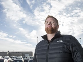 James Koroll, who recently tracked down the person who helped his dad in the last moments of his life, stands for a photograph at his work, Meidl Honda, in Saskatoon, SK on Wednesday, November 14, 2018.