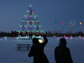 Visitors take in the Enchanted Forest during the Blue Cross Light Walk on a chilly Friday, Nov. 16, 2018.