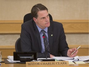 Mayor Charlie Clark speaks during 2019 budget deliberations at city hall in Saskatoon,Sask. on Monday, Nov. 26, 2018.