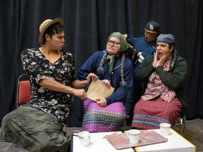 (left to right) Daniel Knight, Cory Dallas Standing, Krystle Pederson and Dalton Lightfoot are all part of the Rez Christmas Series production Alone @ Home, a parody of the holiday favourite film Home Alone. The show runs form Dec. 4 to Dec. 8, 2018 at the Broadway Theatre.