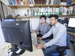 Ajay Shrestha (right) and Julita Vassileva's work ensures online privacy. (Dave Stobbe for the University of Saskatchewan)