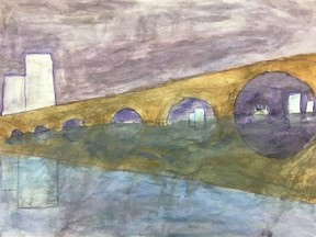Beautiful Night by Jasmine D., Grade Four is on display at the Market Mall Children's Playland Art Gallery.