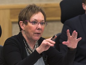 Former Saskatoon city councillor Pat Lorje, seen here at city hall in February of 2016, says she plans to resign from her post on the executive of the Montgomery Place Community Association over its opposition to a Saskatoon Tribal Council preschool.