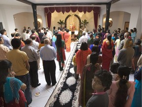 Diwali puja celebrations at the Lakshmi Naryan Temple in 2008.